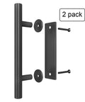 Two Piece Twelve Inch Pull And Flush Barn Door Handle Set In Black for gates garages sheds and furniture, includes handles and screws, two-pack