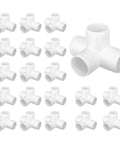 20 Pack 1/2 Inch Four Way PVC Fittings Furniture Grade Pipe Elbow Connectors And Four Way Side Outlet Tees, white gloss