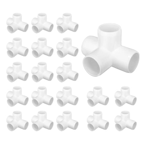 20 Pack 1/2 Inch Four Way PVC Fittings Furniture Grade Pipe Elbow Connectors And Four Way Side Outlet Tees, white gloss