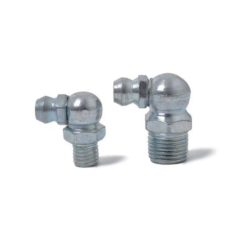 Two angled nozzles from 80 Piece Grease Fitting Assortment Kit With Angled And Straight Nozzles For Easy Lubrication In Automotive And Machinery
