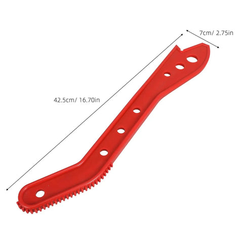 Red push stick with measurements, part of Two Pack Table Saw Push Sticks For Safer Carpentry, Anti Kickback Push Blocks, Woodworking Shop Tool.