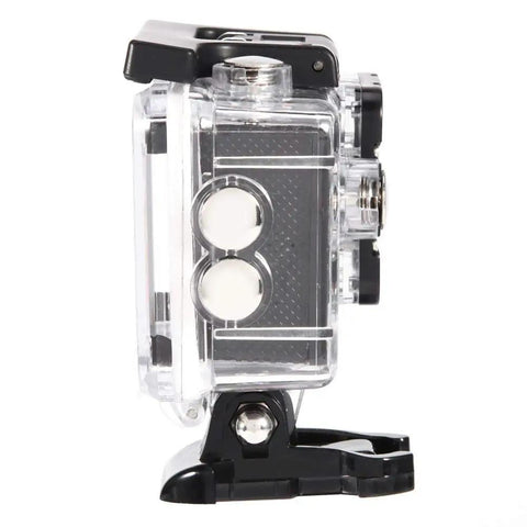 Side view of Go Anywhere Action Camera 1080P Full HD With 2 Inch LCD Screen Waterproof 30m Case Kit Of Mounting Accessories Bracket