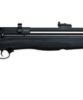 Side view of Powerful 22 Cal PCP Air Rifle With 3000 PSI Fill, Real Sights, 10-Shot Magazine, black finish, ideal for target practice.
