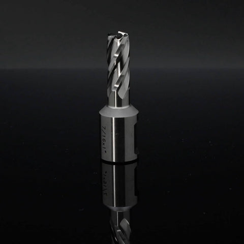 Oscarbide 7/16x1 annular cutter with 3/4in Weldon shank, front view for magnetic drill press