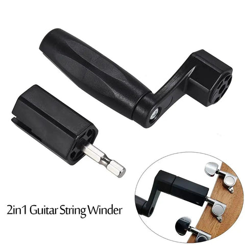 GosoNo Multifunctional String Winder With Bridge Pin Puller Remover Tool For Electric Acoustic Bass Guitars includes a hex chuck for quick use.