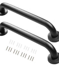 Heavy Duty 12 Inch Black Metal Handrails for Indoor and Outdoor Safety, sturdy grab bars for elderly, includes mounting hardware.