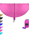 Premium Hammock Mosquito Net For Camping That Breathes Easy And Keeps Bugs Out in pink with waterproof compression bag