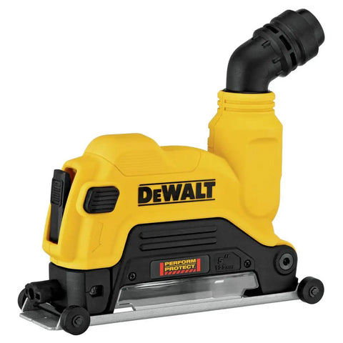 Heavy Duty Angle Grinder Dust Shroud Fits Four Half Inch Through Five Inch Models With Adjustable Shoe And Plunge Cut Build For No Sweat Operation And Zero Dust Clouds That Really Works Like A Charm On Rough Job Sites Daily on a yellow power tool.