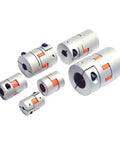 Solid Four Jaw Aluminium Shaft Coupler D14L22 for Stepper Motors, featuring compact design and elastic cushion for vibration absorption.