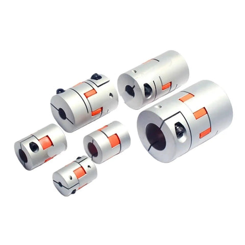 Solid Four Jaw Aluminium Shaft Coupler D14L22 for Stepper Motors, featuring compact design and elastic cushion for vibration absorption.