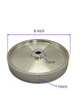 6 Inch CBN Grinding Wheel 1000 Grit Fits Standard Bench Grinders top view showing dimensions and metal finish.