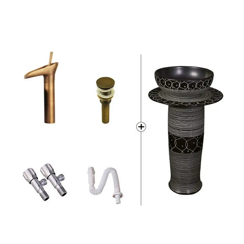 Retro Ceramic Vanity Wash Basin And Faucet Combo With Built In Soap Holder Scratch Resistant Low Splash Build That Provides Hassle Free Cleanup Every Time - includes faucet and drain parts.