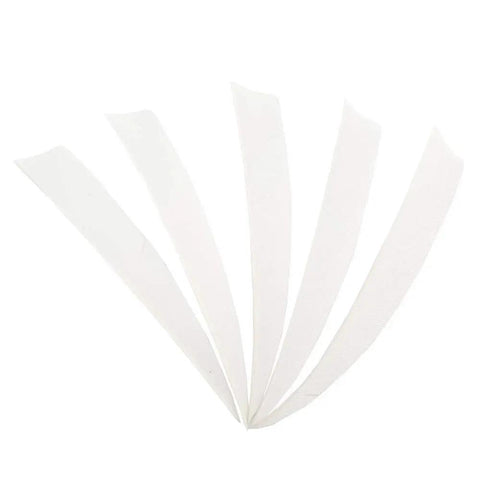 Close-up of white turkey feather vanes from Dope Turkey Feather Archery Fletching Set 50 Pcs 4 Inch And 5 Inch Vanes for DIY arrows.