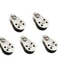 Heavy Duty Stainless Steel Pulley Block Kit 10 Pieces M25 Wire Rope Cable Roller for Lifting Towing Hanging Rigging with Smooth Ball Bearing Rotation Precision, five pulleys