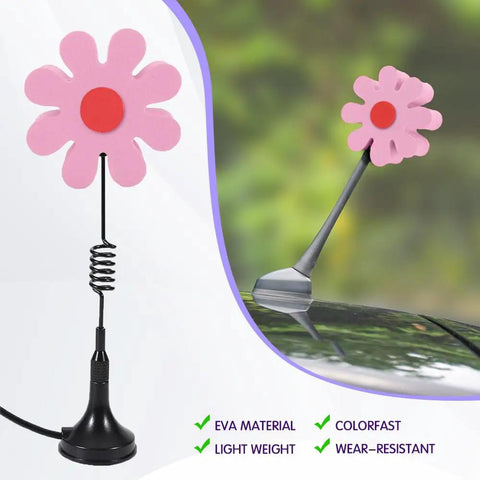 Pink Daisy Car Antenna Topper Totally Cute Aerial Ball Roof Ornament For Women And Men EVA Foam Durable Weatherproof Vehicle Decor