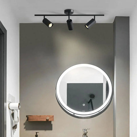 Modern Matte Black Track Lighting Kit With Three Adjustable Heads Dimmable LED Ceiling Spots For Kitchen And Home Flexible Angles 180 Degree Horizontal Rotation 90 Degree Vertical Rotation Flush Mount Indoor Lighting