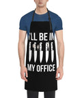 Man wearing black water resistant chef apron with deep pockets for husband in the office kitchen bib apron for cooking