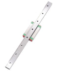 Precision MGN12 Linear Guide Rail Set With Matching Slide Carriage For CNC Machines And 3D Printers Built Tough From Hardened Steel on a clean background.