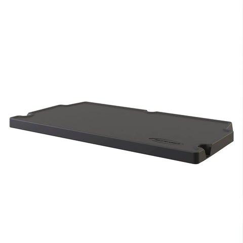 Vertical Shed Shelf Kit For Outdoor Storage, Space Saving Organizer With 30 Pound Capacity, black resin shelf, side view