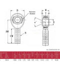 Tough As Nails Chromoly Heim Joints With Bung 1 Inch Bore 1-1/4-12 Threads Right And Left Hand Rod Ends Kit technical drawing dimensions