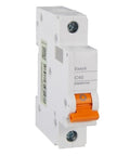 Compact 1P 40A C Curve Miniature Circuit Breaker Replacement Module For Industrial Automation And Control Systems, Reliable Residential And Light Commercial Circuit Protection, Easy Drop In Plug In Unit, white DIN rail breaker with orange switch