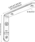 Heavy Duty L Shaped Corner Brackets For Wall Mounting dimensions showing 3.9in, 8cm size black steel shelf supports.