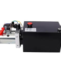 Yaton 12V 3HP Hydraulic Power Unit With 8 Quart Steel Tank For Dump Trailer Lift Gate Log Splitter Heavy Duty Electric Pump 2.1 Gpm Flow Black Side View