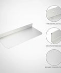 Sturdy L Shaped Stainless Steel Shelf Bracket For Kitchen And Bathroom Storage Built To Last Floating Shelf Support, showing precise drilled holes, smooth edges, and brushed finish.