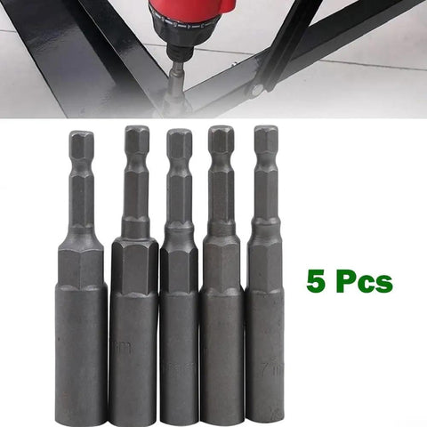 Heavy Duty 5 Piece Chrome Vanadium Steel Hex Socket Drill Adapters Set For Screwdrivers And Hand Drills Pro Grade Built To Last