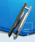 Heavy Duty Cable Grip Pliers Tough As Nails Non Slip Wire Pulling Tool With Overload Shear Pin Adjustable Jaw Design For Tractors Rope And General Shop Tasks on blue background with rotating connector focus.