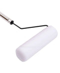 Hella Smooth Extendable Paint Roller Kit With Long Reach Telescopic Pole showing a thick white roller cover for painting.
