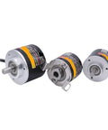 Absolute Rotary Encoder With Single Turn And Multiturn Power Off Memory For Precise Angle Position 0 To 10 Volt Output 1200 Turns 15 Bit Resolution Built For Pro Grade Motion Control And Automation, shown in various angles