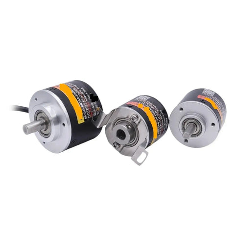 Absolute Rotary Encoder With Single Turn And Multiturn Power Off Memory For Precise Angle Position 0 To 10 Volt Output 1200 Turns 15 Bit Resolution Built For Pro Grade Motion Control And Automation, shown in various angles