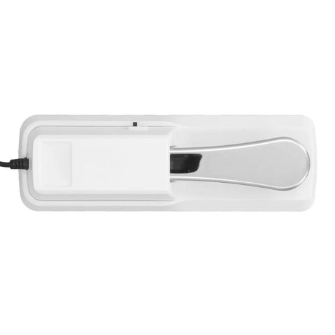 Top view of a Universal Sustain Pedal For Keyboard And MIDI Digital Pianos White Color Compatible With Most USB MIDI Keyboards