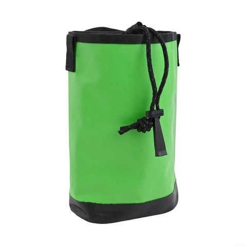 Climbing Tool Bag With Adjustable Waist Belt, 5L Rope Storage Pouch, Quick Draw Tower Design, side view in bold green