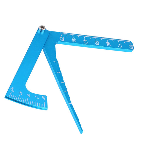 Dead Simple RC Camber Gauge And Toe Alignment Ruler For On Road Cars Rock Solid Build Measures precision angles in blue aluminum.