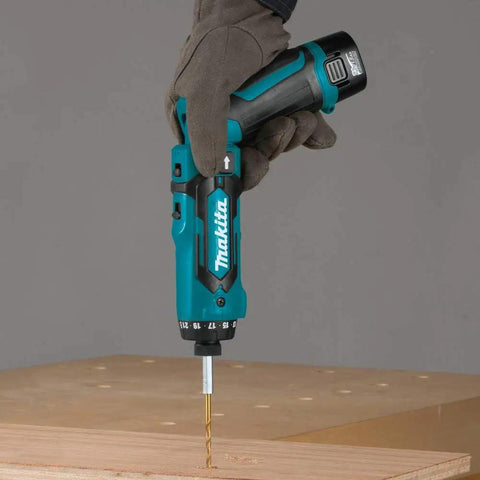 7.2V Cordless Hex Driver Drill Kit With Auto Stop Clutch And LED Battery Charge Indicator in use on a wooden surface