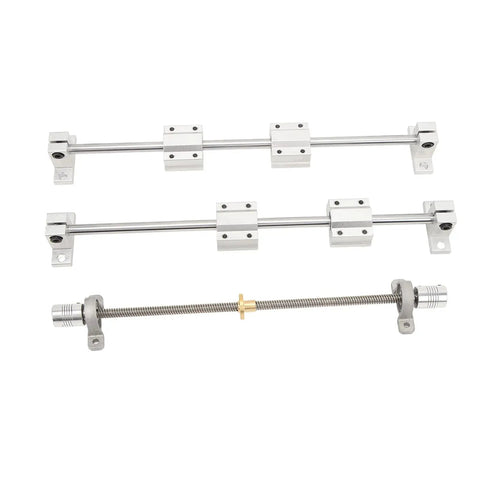 Dope Linear Motion Guide Kit With Slide Block Bearings For 3D Printer CNC Router And DIY Engraving, Built Tough From High Carbon Steel And Aluminum, Smooth Low Noise Glide For Precise Automation Equipment 8-300, with rods, blocks, and couplings