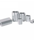 Knockout Performance Aluminum Crimping Loop Sleeve Wire Rope Ferrule Cable Tie Kit displayed in various sizes for secure rigging.