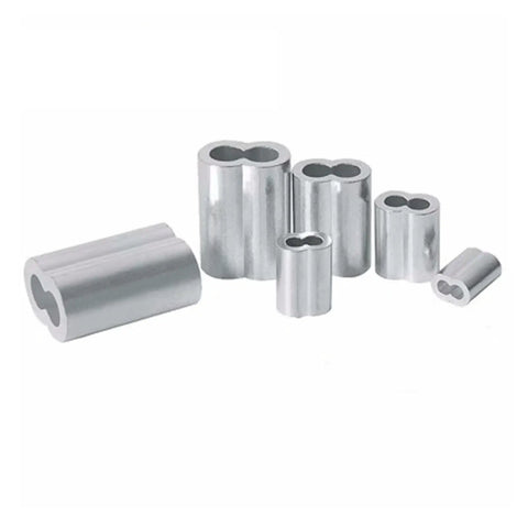Knockout Performance Aluminum Crimping Loop Sleeve Wire Rope Ferrule Cable Tie Kit displayed in various sizes for secure rigging.