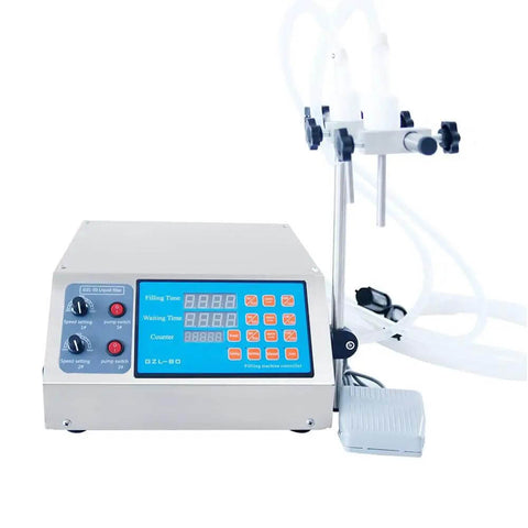Double Head Digital Liquid Filler With Twin Nozzles Pro Grade 3-4000ml Per Head Automatic Counting Self Priming Leakage Proof