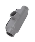 Built Tough T Type Conduit Body 3/4 Inch Electrical Metal Tubing Adapter featuring slick threading in gray aluminum.