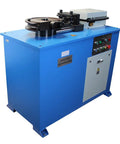 Top Shelf Fully Programmable Electric Hydraulic Tube And Pipe Bender With PLC Automation Panel 3Hp Motor, blue heavy duty machine.