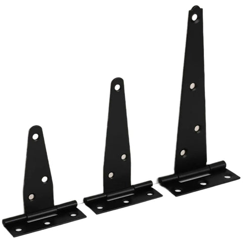 Heavy Duty Black T Strap Hinges For Gates And Doors With Quiet Soft Close Dampers, Rustproof Stainless Steel Build For Smooth Self Closing
