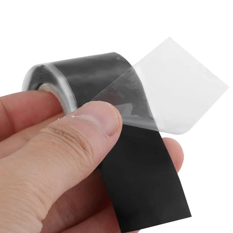 Close-up of DIY Ready Silicone Self Fusing Tape 1 Inch By 59 Inch Rescue Tape in hand, showing its flexible and adhesive-free properties