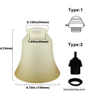 4 Pack Bell Shaped Glass Lampshades For Ceiling Fans And Light Fixtures, Vintage Farmhouse Tea Stain Glass, Dimensions and Fittings