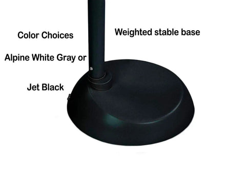 LED Floor Lamp With Soft White Reading Light And Built In Step Dimmer Adjustable Pivoting Head For Any Direction Energy Saving 12 Watts No Bulbs To Swap Cool To Touch 65 Inch Tall With Weighted Black Base, showing the weighted stable base in Jet Black.