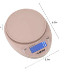 Pink Digital Kitchen Scale 11lb/5kg Capacity With 1g Precision, Large LCD Display, Compact Design With Measurements