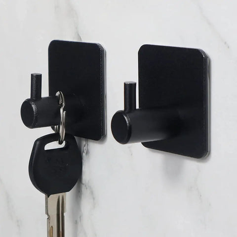 Heavy Duty Adhesive Aluminum Hooks, 12 Pack Black Wall Mount Hooks For Hanging Coats, Hats, Towels, Robes, Keys, And Clothes