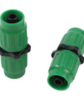 Grab This Awesome Quick Connect Repair Kit For Your 5/8 And 3/4 Inch Garden Hose. It Fits Any Stretch From 25 To 100 Feet Long. Durable green plastic hose repair fittings shown on white